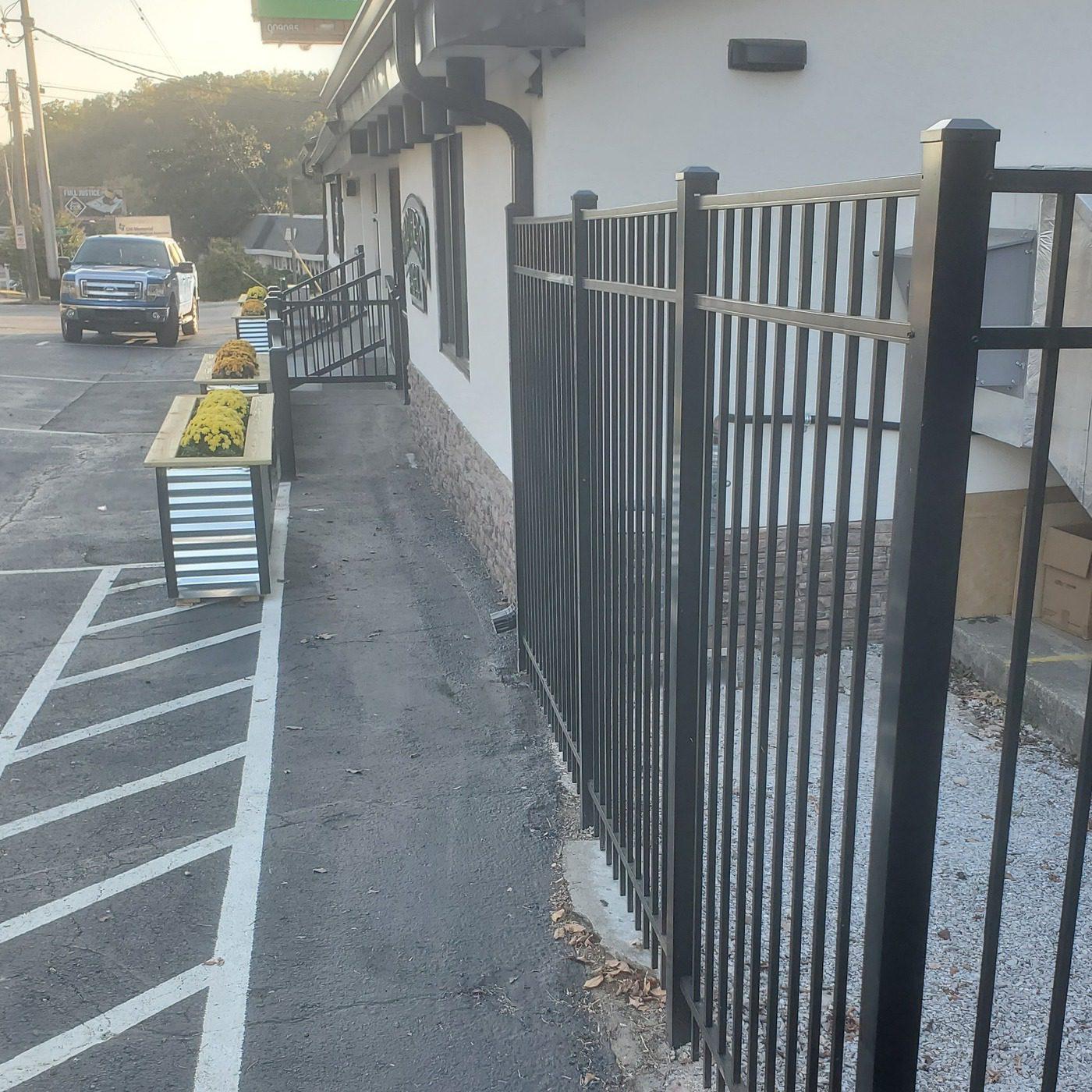 Commercial 6ft Black Ornamental Fence Installation