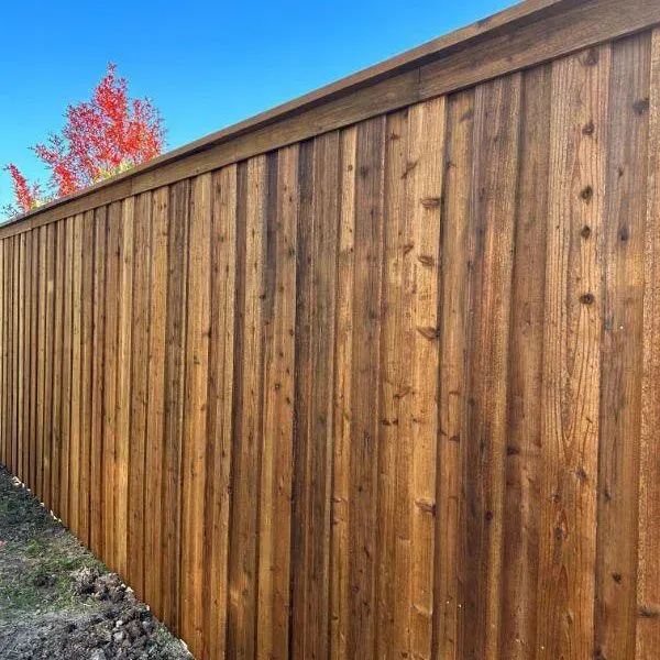 Stained wood fence