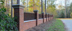 brick masonry fence from the side view