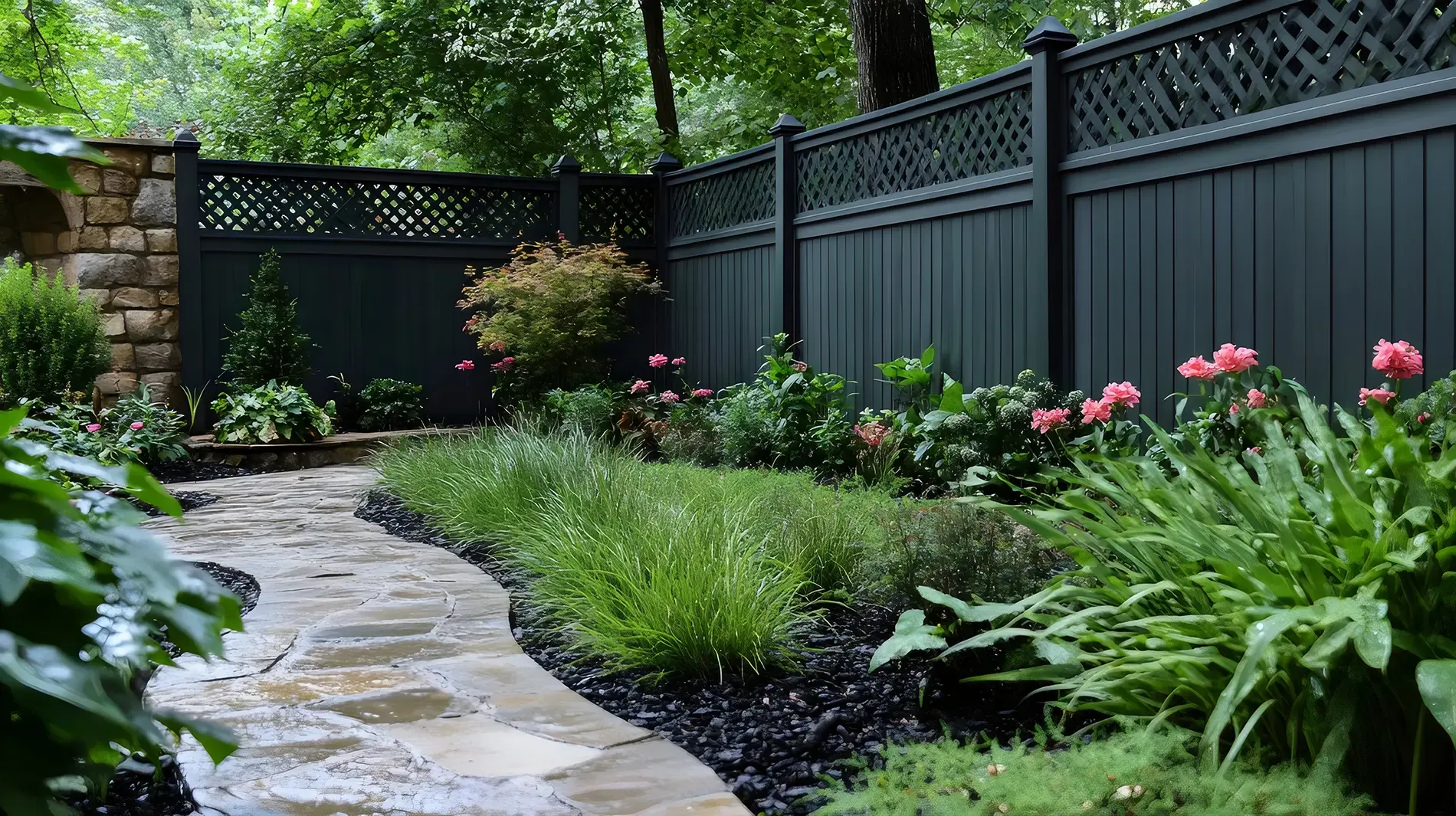 Dog standing in front of a metal fence