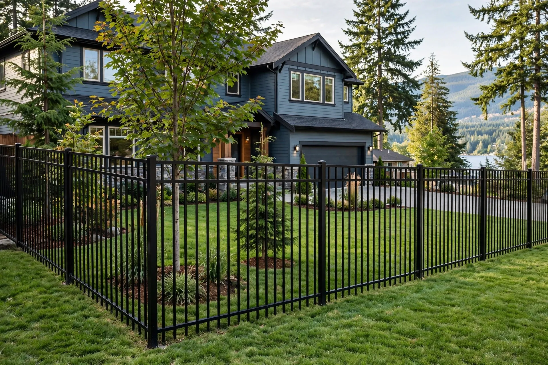 Dog standing in front of a metal fence