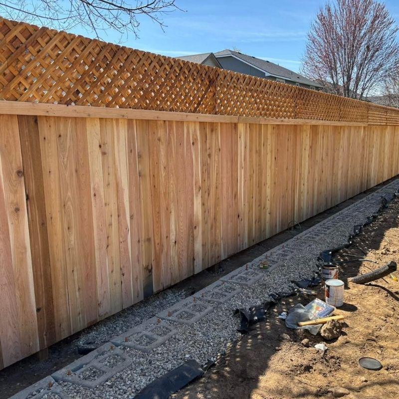 Cedar lattice top fence installed by Top Rail Fence