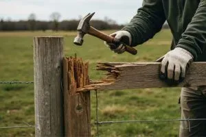 broken wooden fence