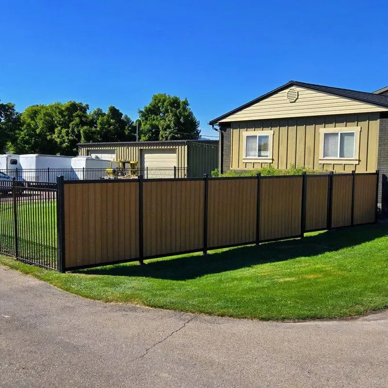 composite fence installed by top rail fence