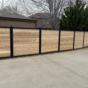 Cedar Horizontal Fence with Steel FenceTrac