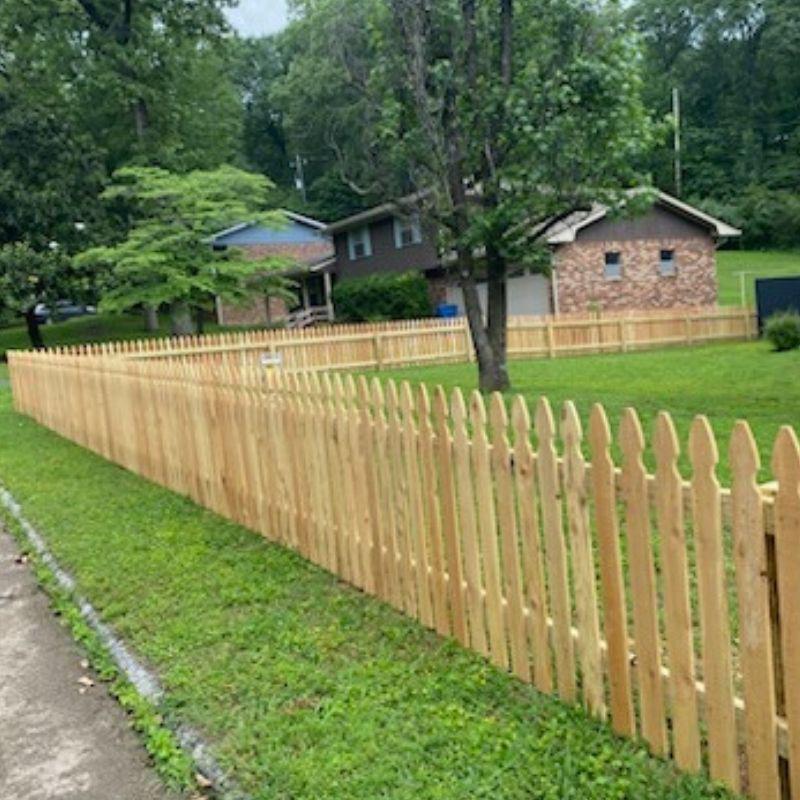Cedar Gothic Picket Fence installation by Top Rail Fence