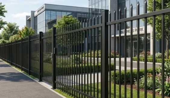 commercial property steel fence