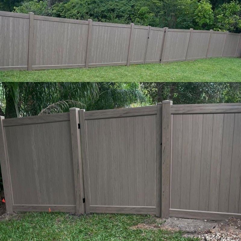 vinyl fence installed by top rail fence