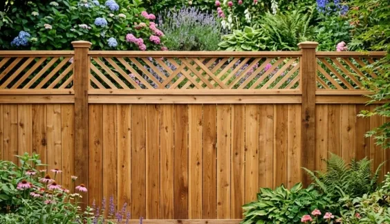 lattice top wood privacy fence