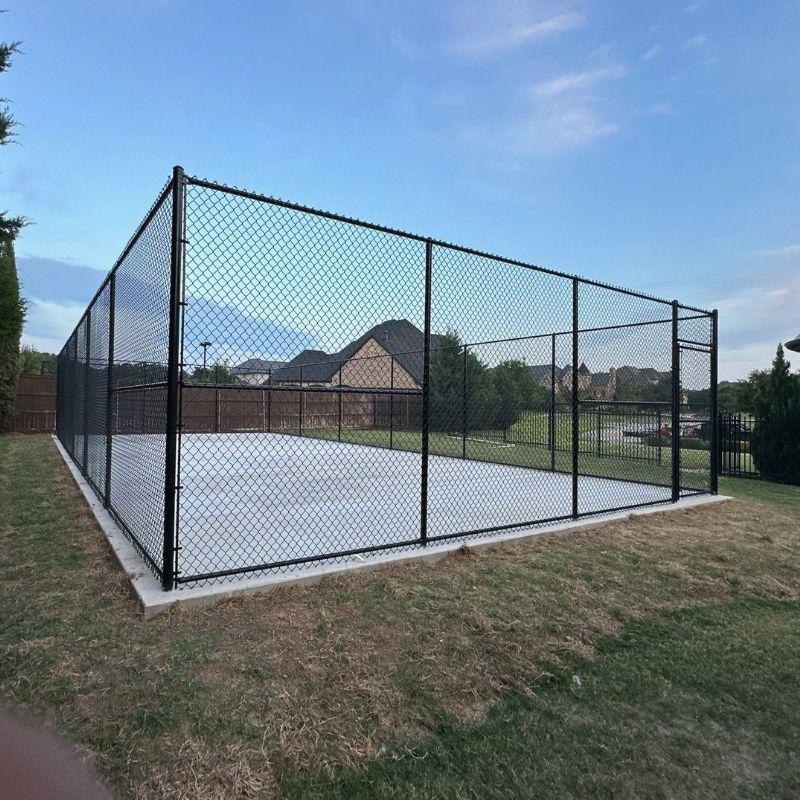 chain link fence installed by top rail fence