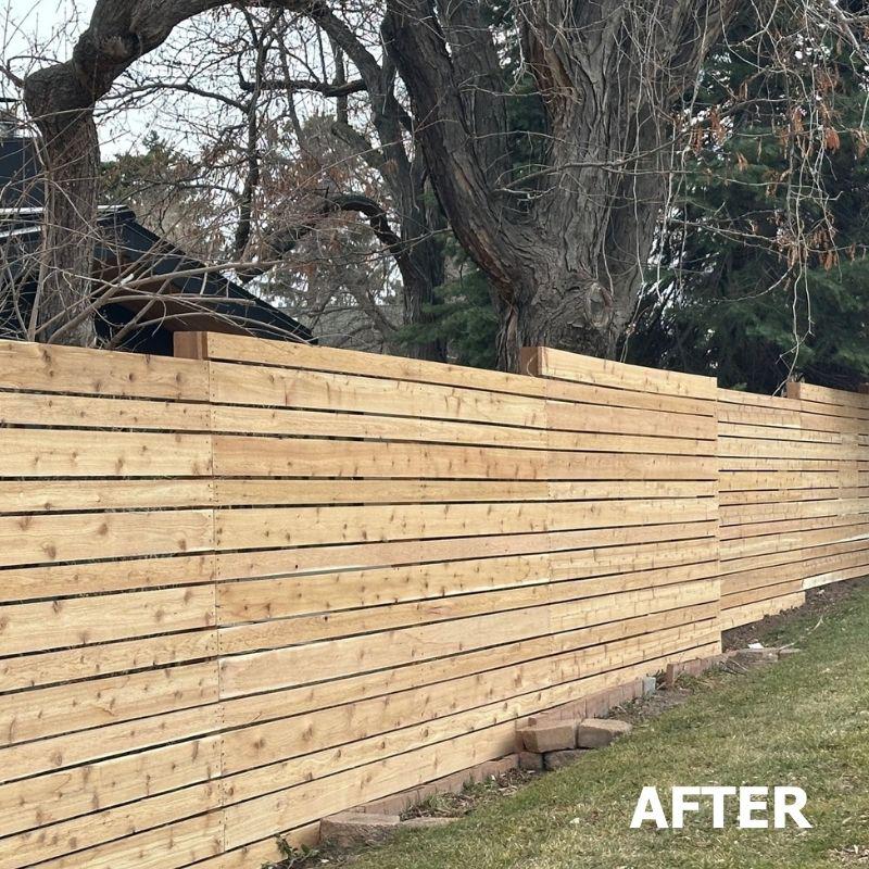 cedar horizontal privacy fence installed by top rail fence