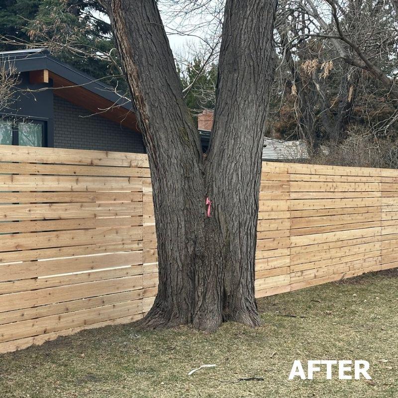cedar horizontal privacy fence installed by top rail fence