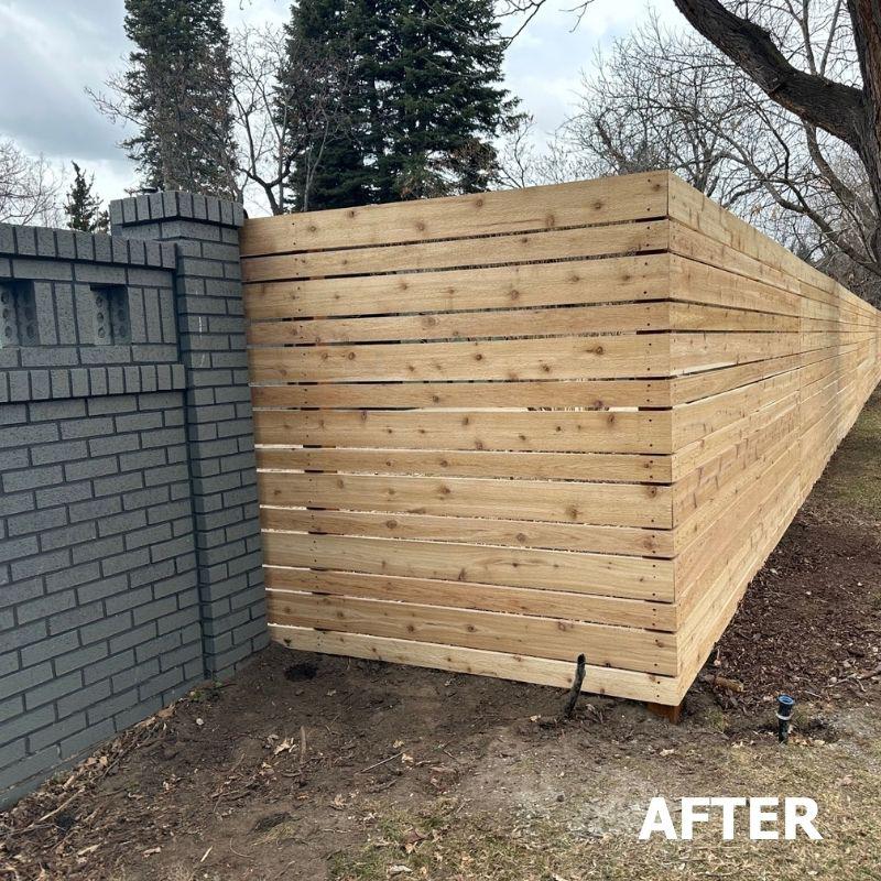 Horizontal Cedar Privacy Fence Installation