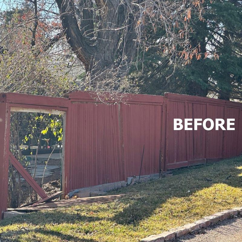 old fence before top rail fence installed a new one
