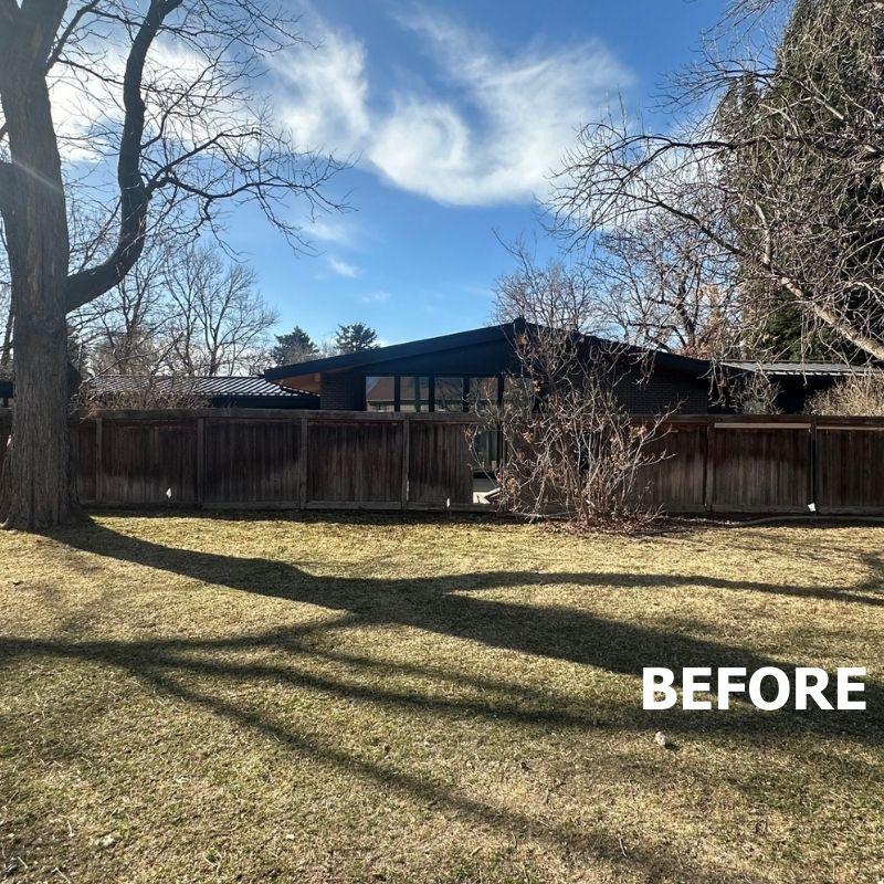 old fence before top rail fence installed a new one