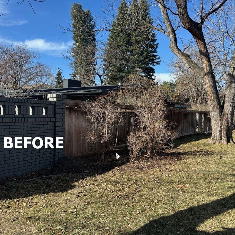 old fence before top rail fence installed a new one