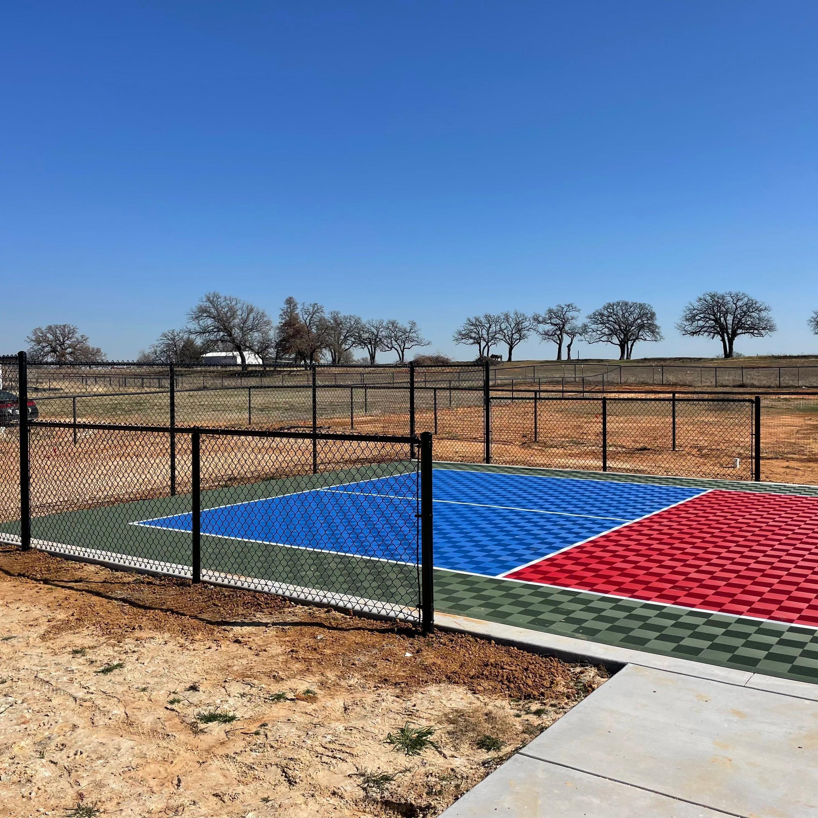 Pickleball Court Black Chain Link Enclosure Installation