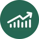 Icon of line graph and bar chart showing growth or positive trend