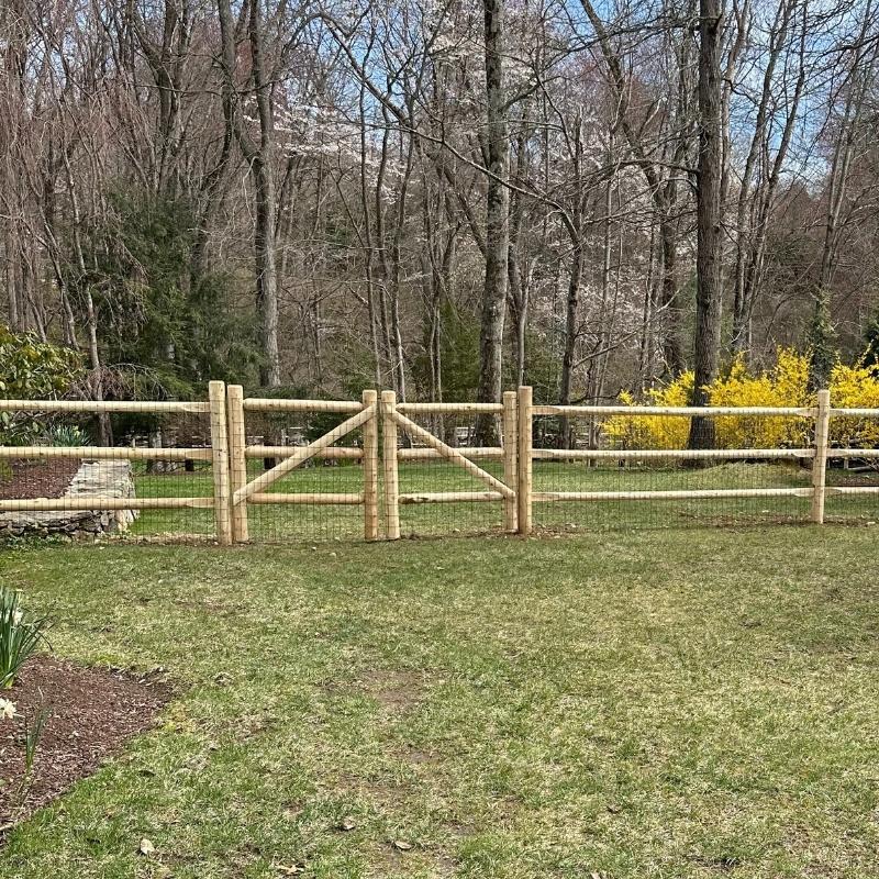 Wire & Wood Rail Fence Installation