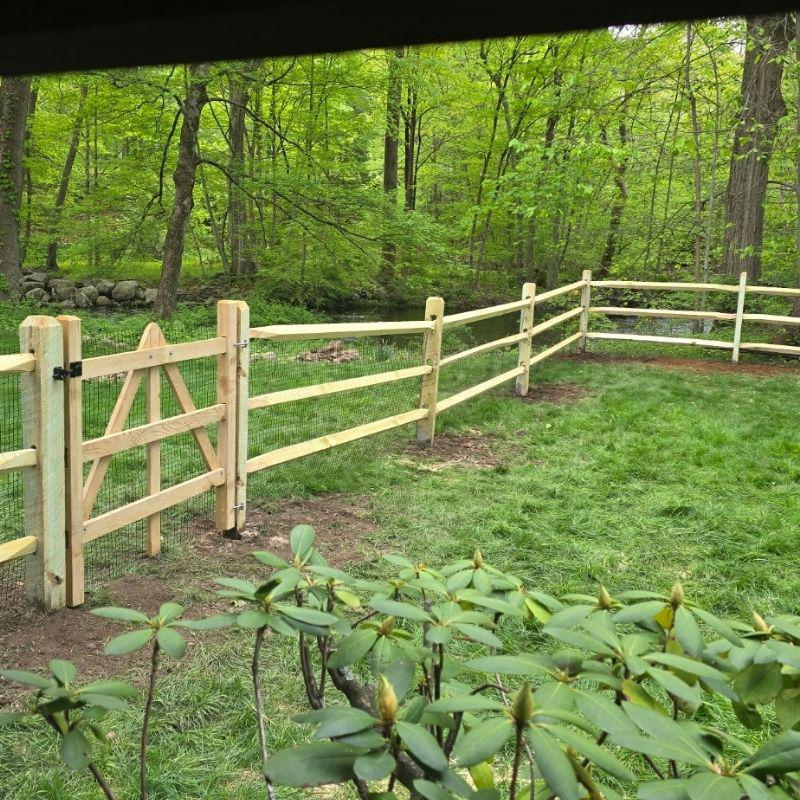 Split Rail Fence with Wire Mesh