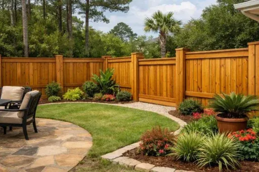 Using wood fence transitions in Columbia to connect different sections of a property without creating a disjointed look