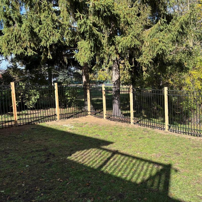 Aluminum Fence Installation with Wood Posts