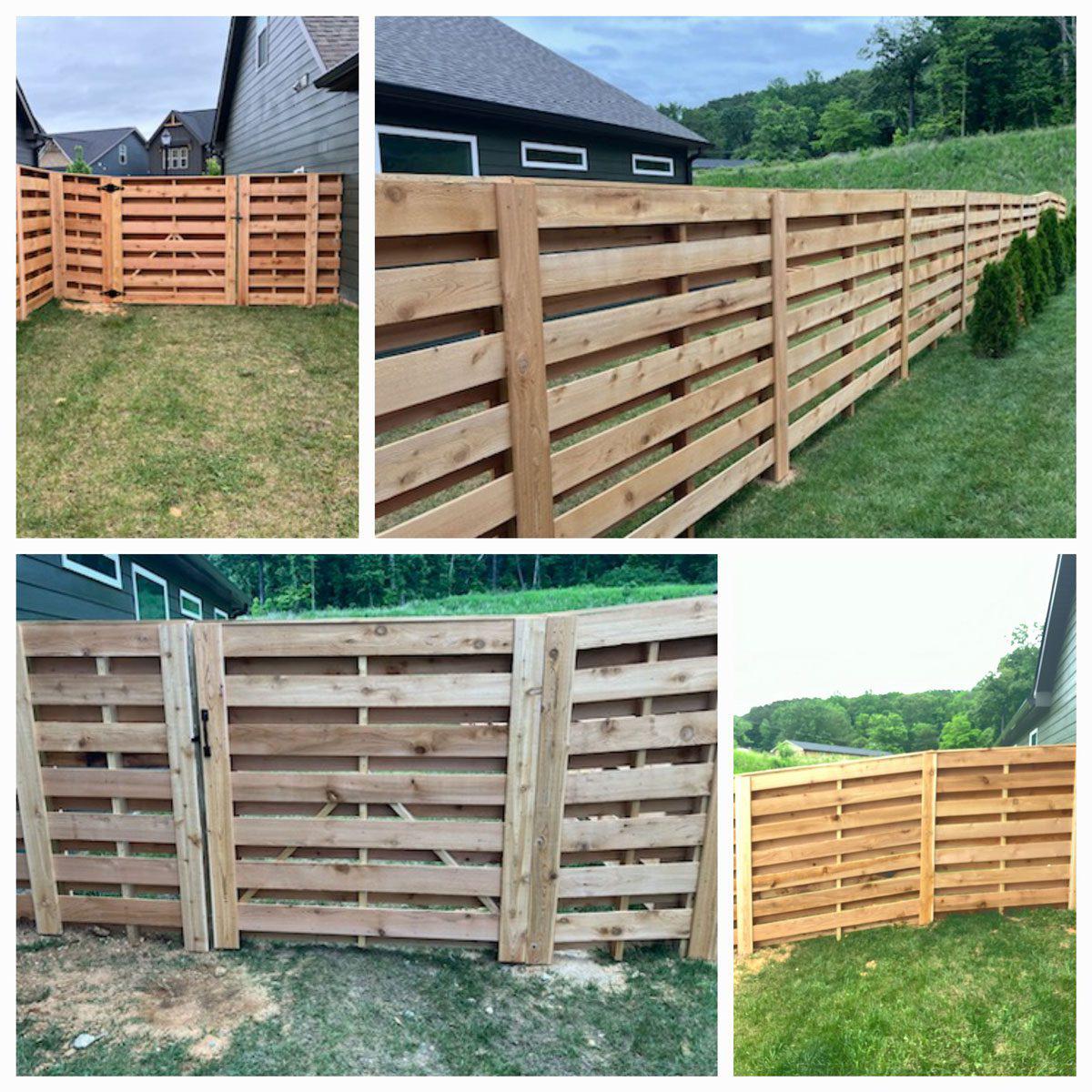 Horizontal shadowbox cedar fence