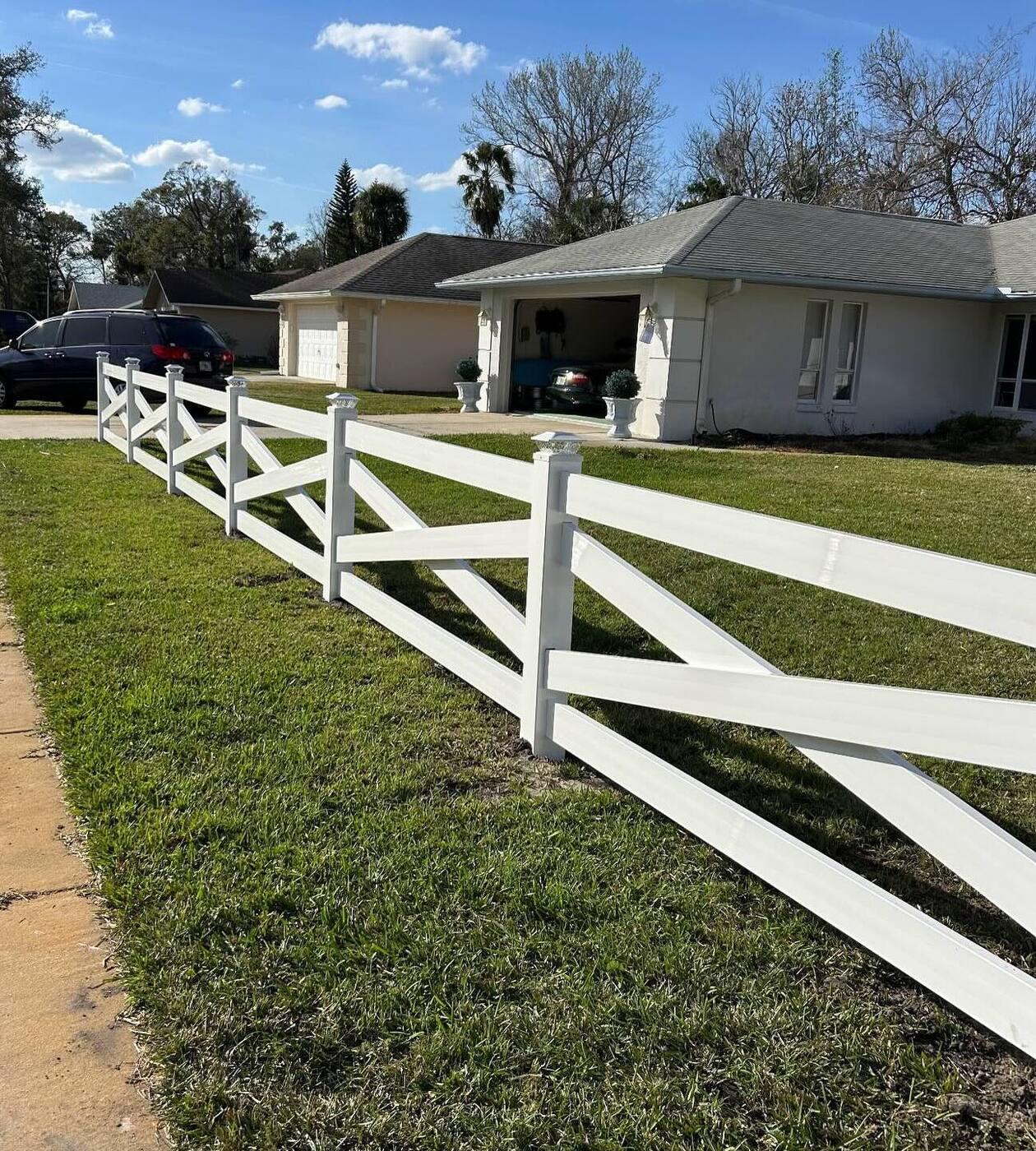 Vinyl Ranch Rail Fence Installation
