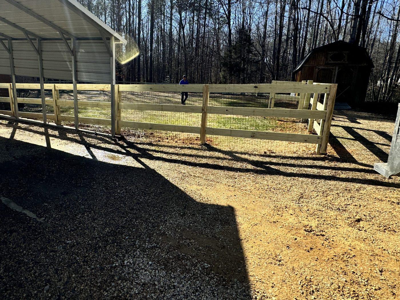 Wire & Wood Rail Fence Installation