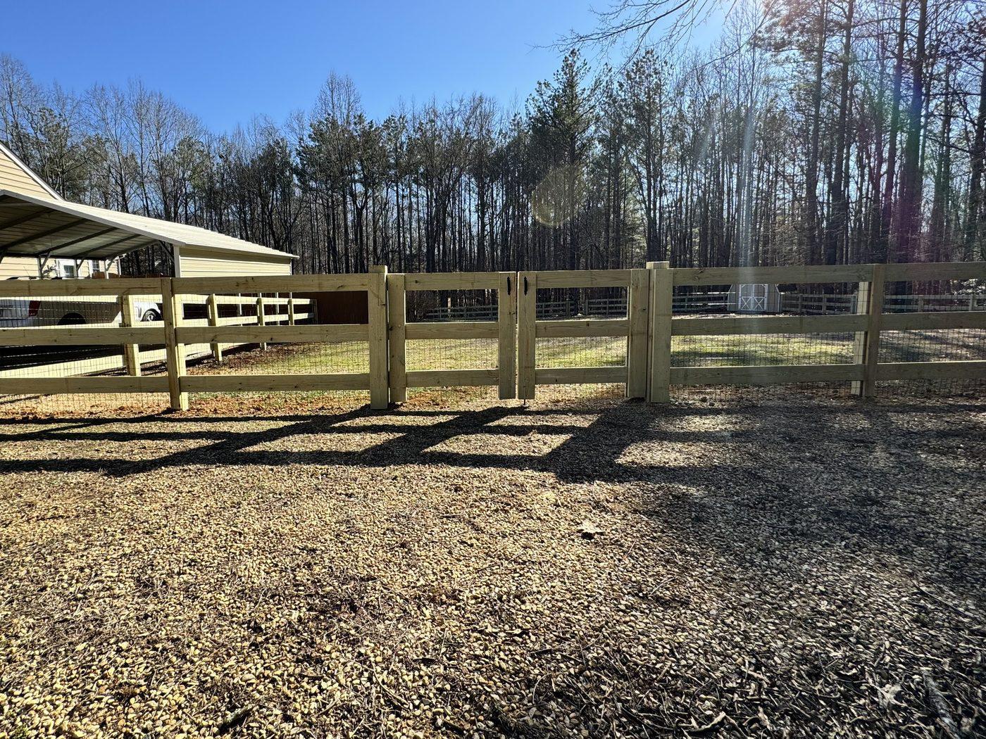 Wire & Wood Rail Fence Installation