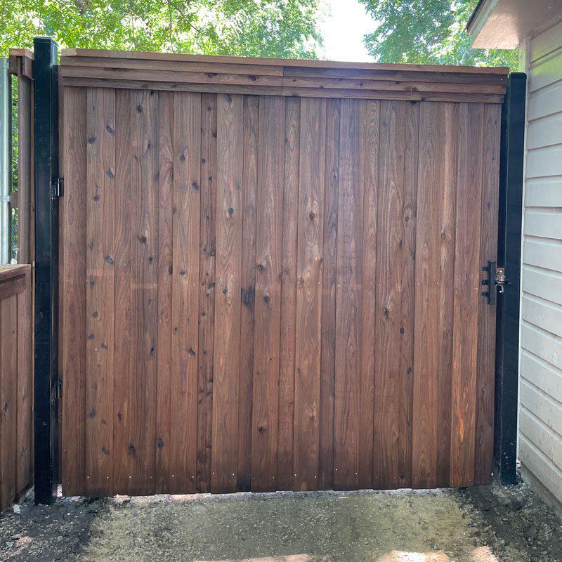 Steel-Post Wood Privacy Fence and Gate