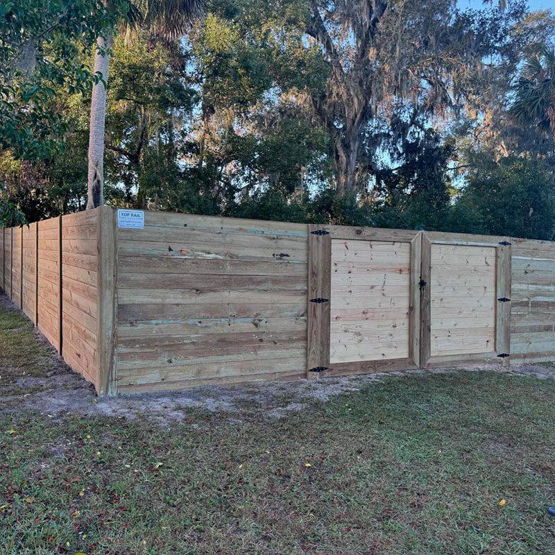 Horizontal Wood Privacy Fence Installation