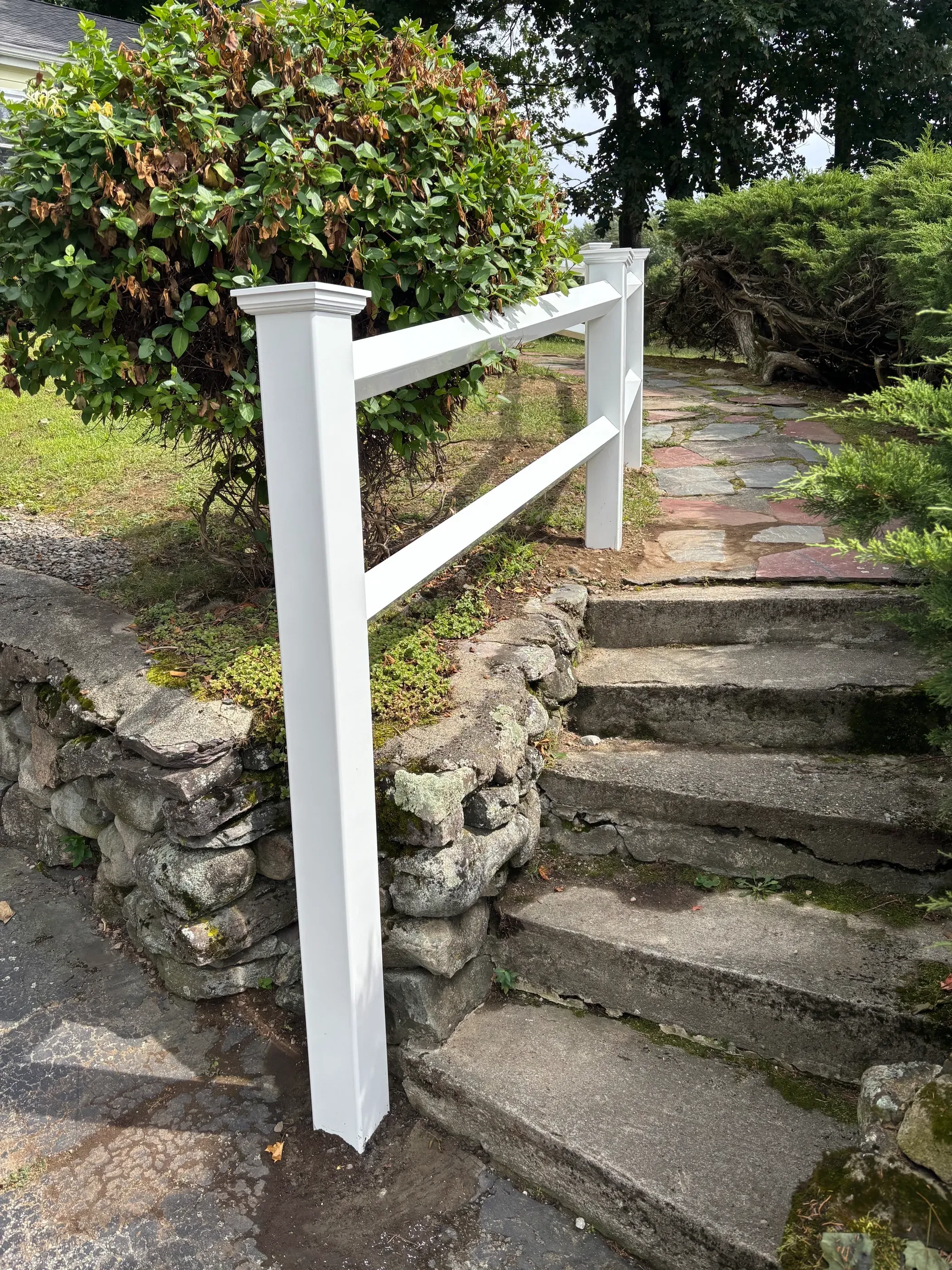 2 rail vinyl ranch rail fence installed by top rail fence