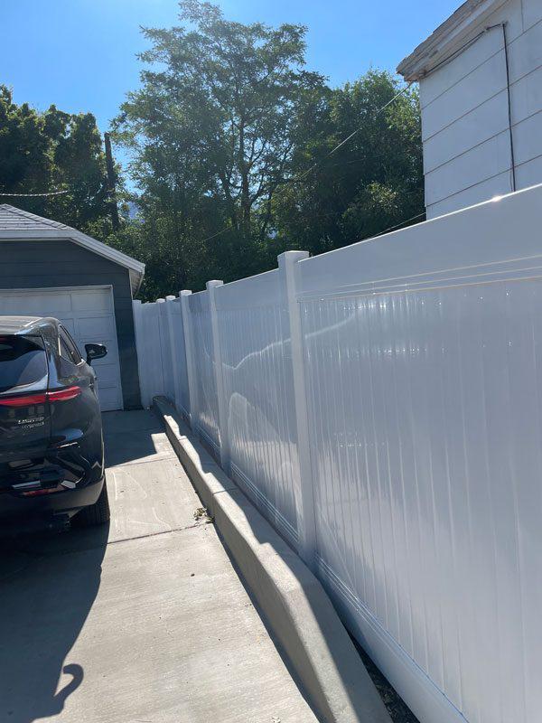 White Vinyl Fence Installation job