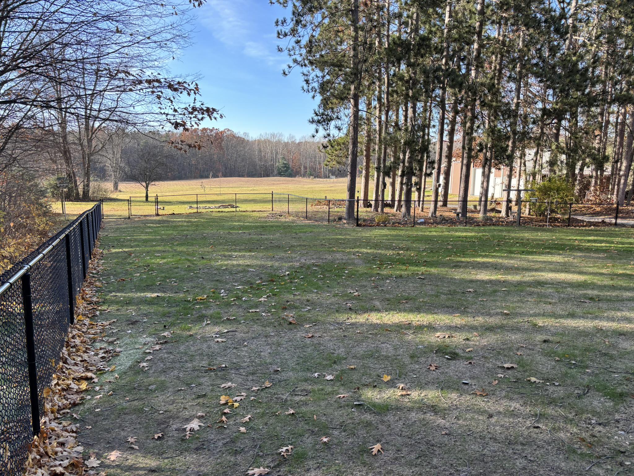 black chain link fence installed by top rail fence
