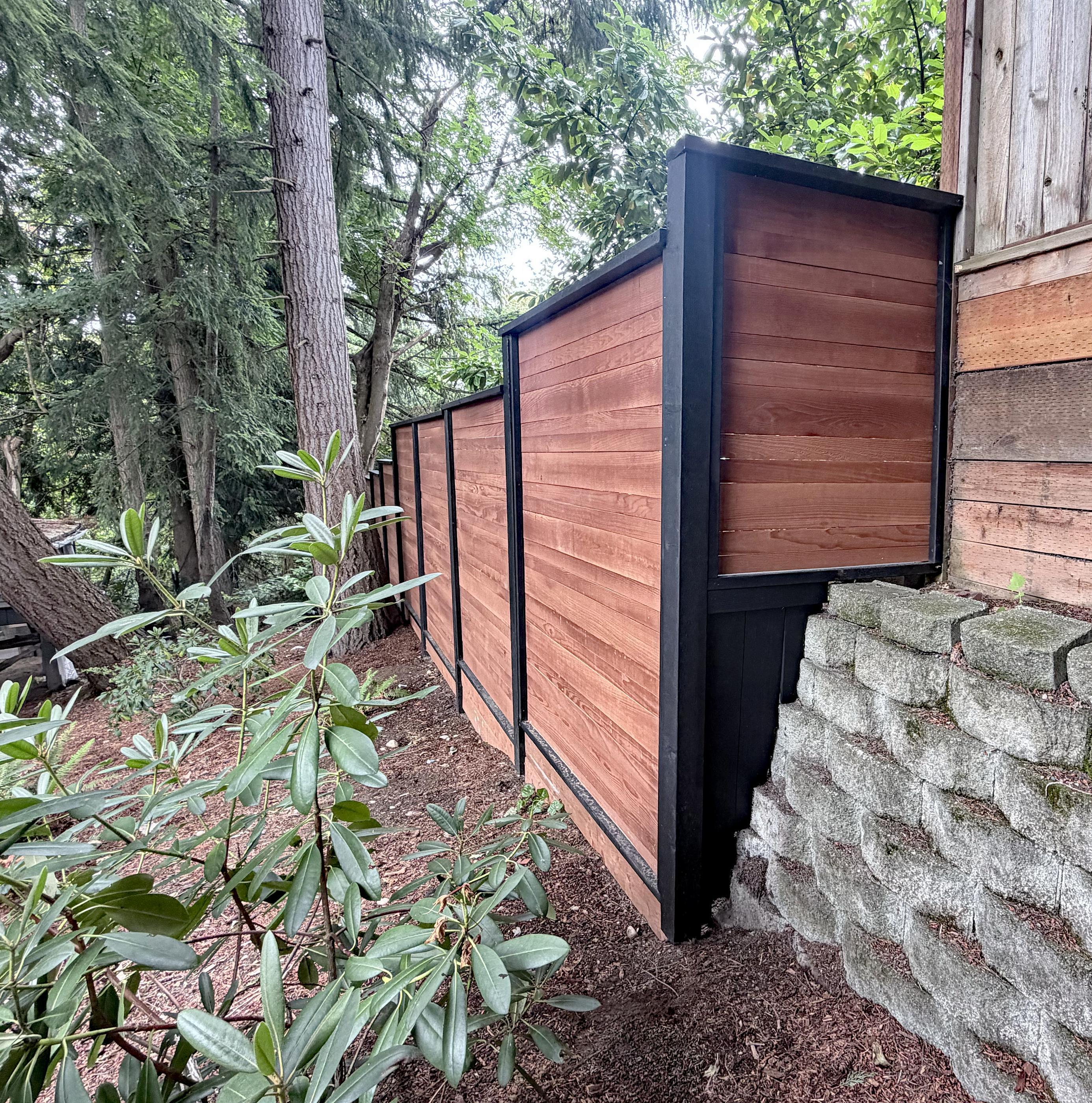 wood horizontal fence installed by top rail fence