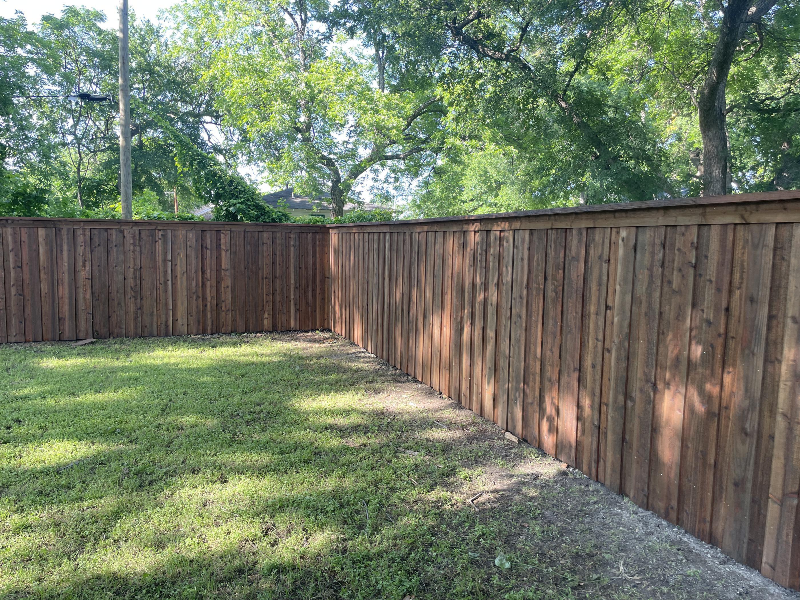 6' Stained Cedar Privacy Fence Installation