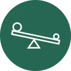 Seesaw or balance scale icon