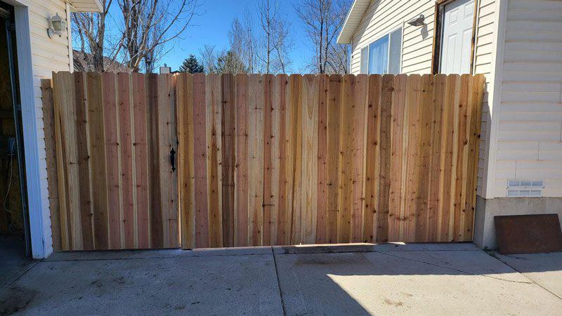 Wood fence installation job
