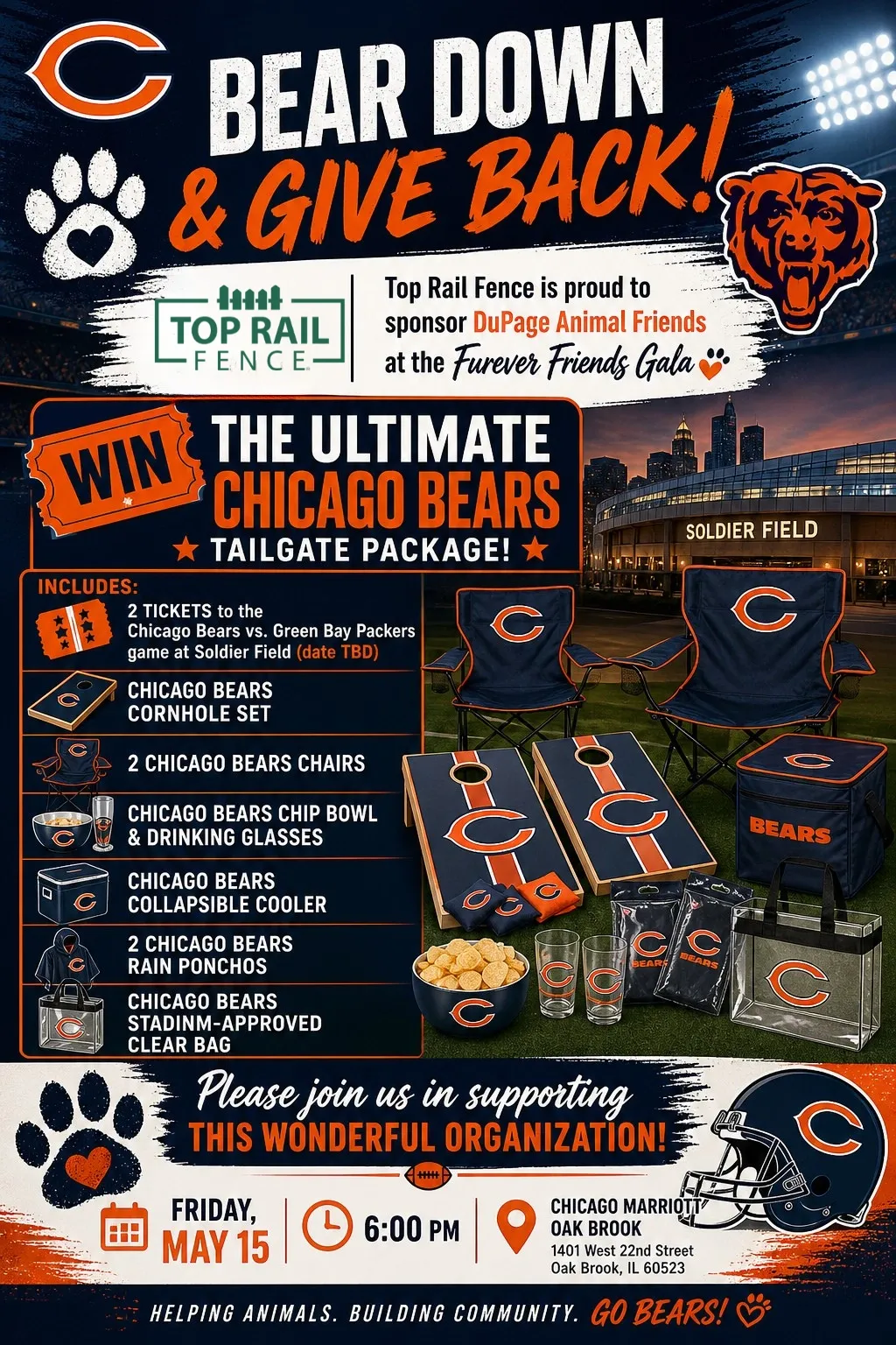 Top Rail Fence sponsored Chicago Bears Tailgate Package