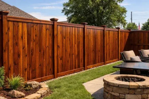 What Oklahoma City homeowners gain when Top Rail Fence handles staining as part of the wood fence's next chapter
