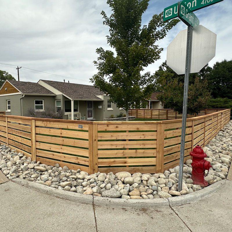 Horizontal Wood Privacy Fence Installation