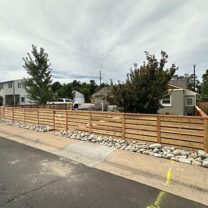Horizontal Wood Privacy Fence Installation