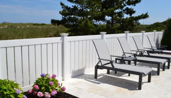 vinyl pool fence around a pool area