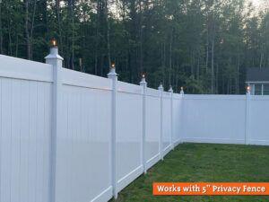 Vinyl fence with Buzz Cap mosquito toppers
