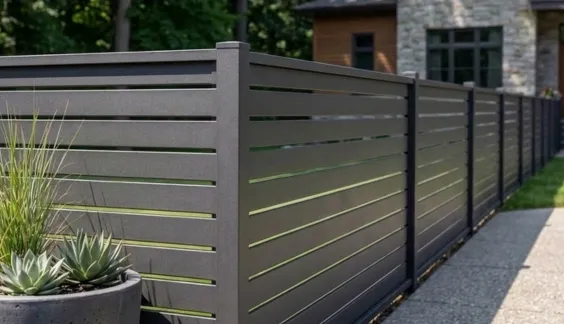 horizontal semi-privacy aluminum fence