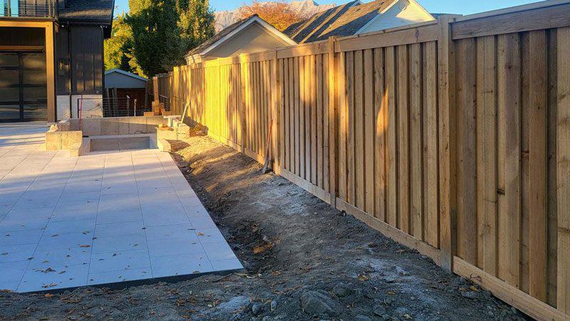 Wood fence installation job