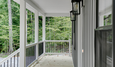 porch railing system around a home
