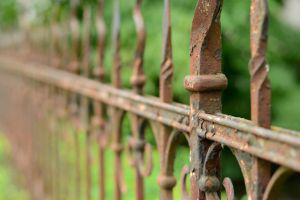 rusted metal fence