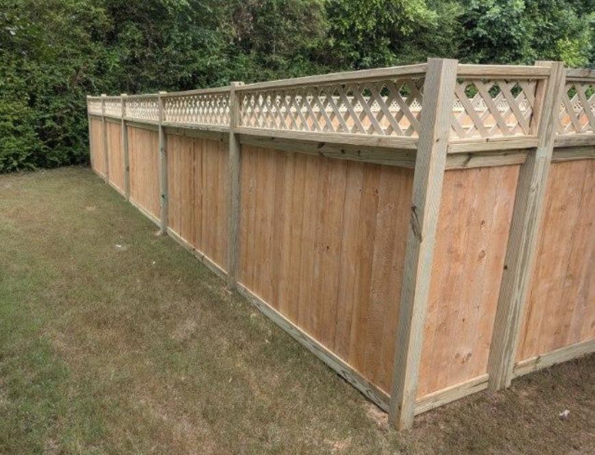lattice top fence installed by top rail fence atlanta